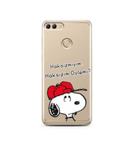 Snoopy Tasarımlı Süper Şeffaf Silikon Telefon Kılıfı Huawei Y9 2018