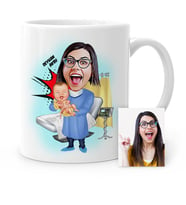 BK Gift Kişiye Özel Bayan Ebe Kadın Doğum Uzmanı Karikatür Beyaz Kupa Bardak  1