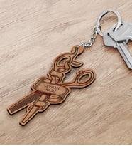 BK Gift Kişiye Özel Makas Figürlü Ahşap Anahtarlık (Beyaz)