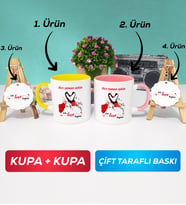 İkili Sarı Pembe Sevgiliye Sevgililer Günü Hediyesi 10 Kupa Bardak Anahtarlık
