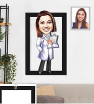 Kişiye Özel Doktor Karikatürlü 3D Ahşap Tablo 30x47 Bayan-2