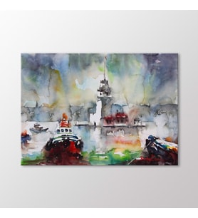 Arty Tablo Suluboya Kız Kulesi Tablo (Karışık)