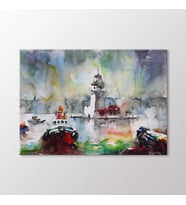 Arty Tablo Suluboya Kız Kulesi Tablo (Karışık)