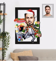 Kişiye Özel Yılbaşı Erkek Karikatürlü 3D Ahşap Tablo 30x47 Model-4
