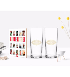 BK Gift Kişiye Özel Renkli Baskılı İsimli İkili Rakı Bardağı ve Rakı Cep Kitabı Hediye Seti-17 (Model 1)