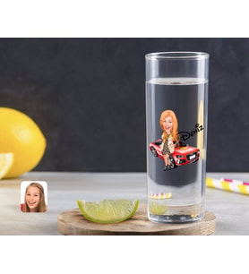 BK Gift Kişiye Özel Renkli Baskılı Kadın Patron Karikatürlü Vodka Bardağı-2 (Beyaz)
