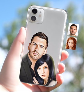BK Gift Kişiye Özel Sevgililer Karikatürlü iPhone 11 İnce Şeffaf Silikon Telefon Kapağı-36 (Beyaz)