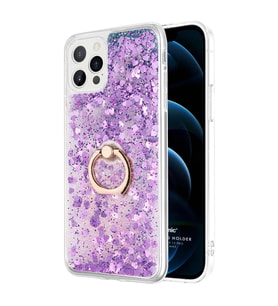 Microsonic Apple iPhone 12 Pro Max Kılıf Glitter Liquid Holder Mor