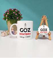 Göz Doktoru Kupa Bardak ve Ahşap Anahtarlık Seti