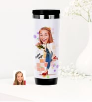 BK Gift Kişiye Özel Bayan Karikatürlü Çelik Termos Bardak  13