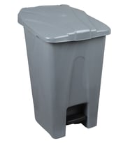 Safell Plastik Köşeli Pedallı Çöp Kovası 70 Lt - Tekerlekli - Pedallı Çöp Konteyneri - Gri