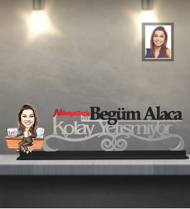 Kişiye Özel İş Kadını Karikatürlü Kolay Yetişmiyor Ahşap Biblo Bayan-2