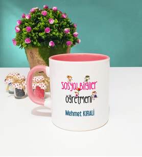 Sosyal Bilgiler Öğretmeni Tasarımlı Kişiye Özel Sosyal Bilgiler Öğretmeni Kupa Bardak Pembe