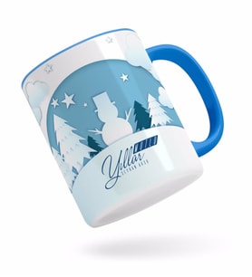 BK Gift Kişiye Özel Yılbaşı Mutlu Yıllar Mavi Kupa Bardak-22
