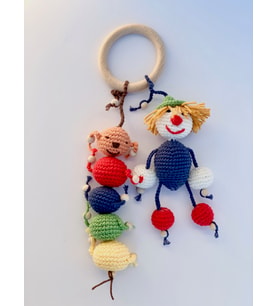 Amigurumi Palyaço Tasarımlı Çıngırak (Krem)