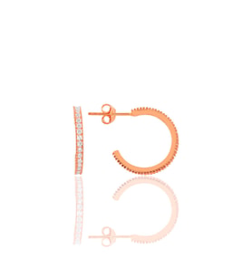 Söğütlü Silver Gümüş rose  zirkon taşlı 19 mm tamtur halka küpe