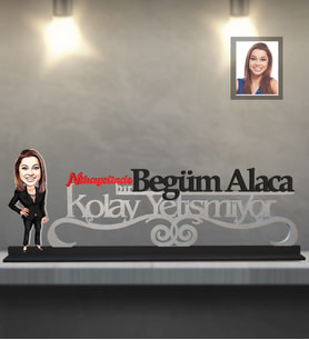 Kişiye Özel İş Kadını Karikatürlü Kolay Yetişmiyor Ahşap Biblo Bayan-22