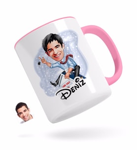 BK Gift Kişiye Özel Erkek Emlakçı Karikatürlü Pembe Kupa Bardak-1