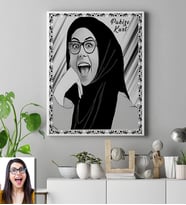 BK Gift Kişiye Özel Türbanlı Karikatür  Kanvas Tablo  50x70cm 40776
