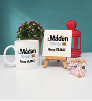 Maden Mühendisi Kupa Bardak ve Dekoratif Taş Baskı Seti