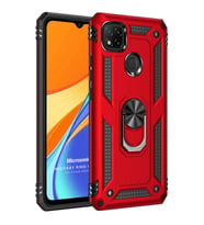 Microsonic Xiaomi Redmi 9C Kılıf Military Ring Holder Kırmızı