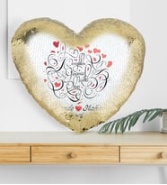 BK Gift Kişiye Özel Sevgililer Günü Altın Yaldız Sihirli Kalp Yastık  1