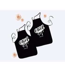BK Gift Kişiye Özel İkili Yakışıklı ve Güzel Chef Siyah Mutfak Önlüğü Seti-5