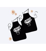 BK Gift Kişiye Özel İkili Yakışıklı ve Güzel Chef Siyah Mutfak Önlüğü Seti-5
