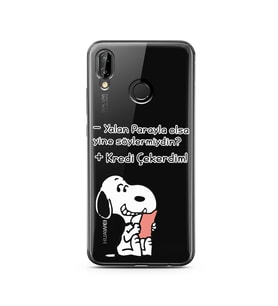 Snoopy Tasarımlı Süper Şeffaf Silikon Telefon Kılıfı Huawei P20 Lite 
