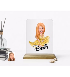 BK Gift Kişiye Özel Marilyn Monroe Karikatürlü Ahşap Standlı Çerçeve (Beyaz)