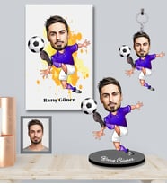 Kişiye Özel Futbolcu Karikatürlü 3 lü Hediye Seti Bay-2