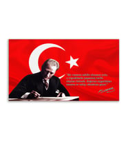 ''Güner Ofis''  Atatürk Tablosu Deri Üzerine Kanvas Tablo 80x130