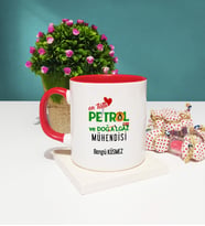 Mesajlı Petrol ve Doğalgaz Mühendisi Tasarımlı Kişiye Özel Hediye Petrol ve Doğalgaz Mühendisi Kupa Bardak Kırmızı
