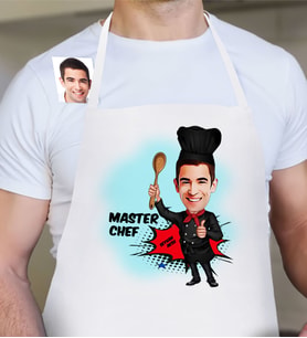 BK Gift Kişiye Özel Bay Chef Karikatür Beyaz Mutfak Önlüğü  2