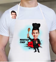 BK Gift Kişiye Özel Bay Chef Karikatür Beyaz Mutfak Önlüğü  2