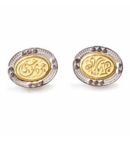 925 Ayar Gümüş Oval Hat Sanatı Yazılı Küpe