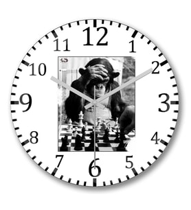 Monkey Chess Maymun Santranç Duvar Saati Bombeli Gercek Cam