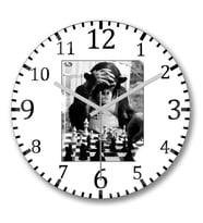 Monkey Chess Maymun Santranç Duvar Saati Bombeli Gercek Cam