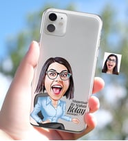 BK Gift Kişiye Özel Bayan Kolay Yetişmiyor Karikatürlü iPhone 11 İnce Şeffaf Silikon Telefon Kapağı-2 (Beyaz)