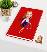 BK Gift Kişiye Özel Bayan Avukat Karikatürlü Kırmızı Defter - 3