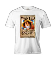 One Piece - Monkey D. Luffy Beyaz Erkek Tshirt