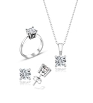 Swarovski Taşlı " TEK TAŞ KLASİK " Model Tasarım Gümüş Set