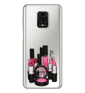 Makyaj Tasarımlı Süper Şeffaf Silikon Telefon Kılıfı Xiomai Redmi Note 9 Pro - N