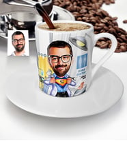 BK Gift Kişiye Özel Bay Doktor Karikatür Türk Kahvesi Fincanı  2