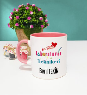Mesajlı Laboratuvar Teknikeri Tasarımlı Kişiye Özel Laboratuvar Teknikeri Kupa Bardak Pembe