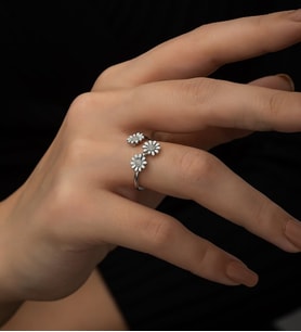 Papatya Silver Papatya Demeti Yüzük Ölçüsü Ayarlanabilir Rodyum Kaplama Gümüş