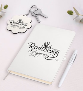BK Gift Kişiye Özel Radyoloji Teknisyeni Beyaz Defter Kalem Ve Anahtarlık Hediye Seti-1 (Model 1)