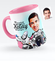 BK Gift Kişiye Özel Bay Polis Karikatürlü Pembe Kupa Bardak  7