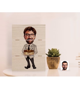 BK Gift Kişiye Özel Erkek Doğum Günü Karikatürlü Otantik Masaüstü Ahşap Palet Çerçeve-4 (Beyaz)