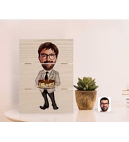 BK Gift Kişiye Özel Erkek Doğum Günü Karikatürlü Otantik Masaüstü Ahşap Palet Çerçeve-4 (Beyaz)